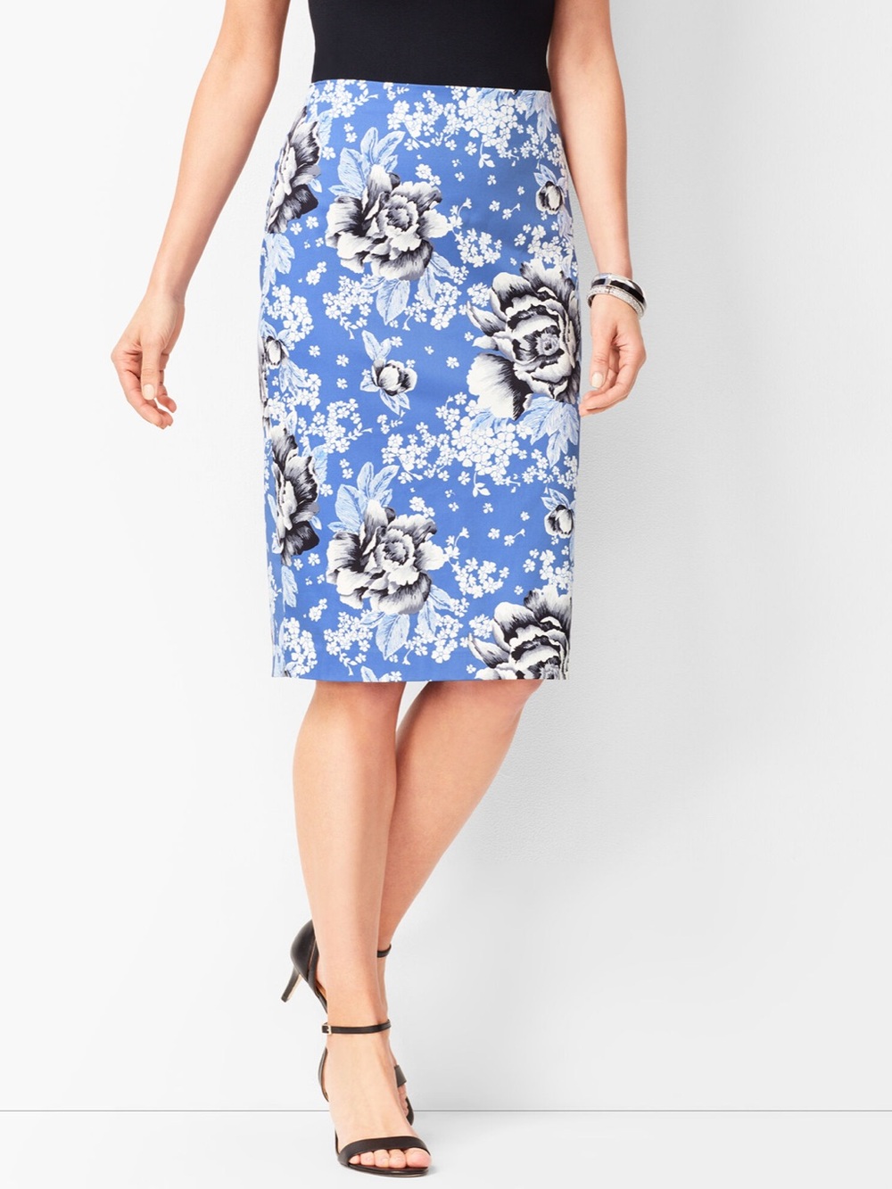 Talbots Blue Floral Pencil Skirt